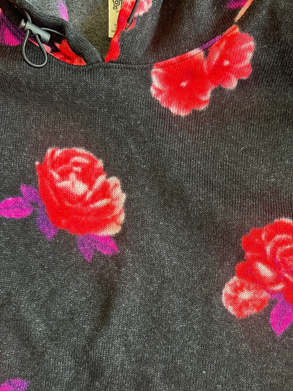 PINK Victoria’s Secret Floral Cropped Hoodie, Size Medium - Picture 8 of 9